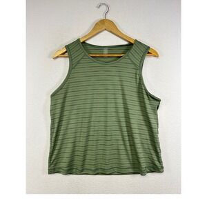 Gorpcore Vively Women LG Green Striped Sleeveless Athletic Tank Top Activewear